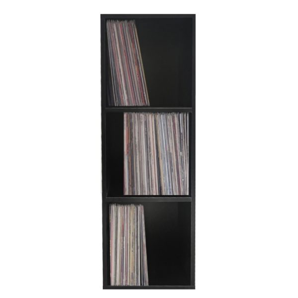 Lp platen vinyl opbergkast - opbergen lp vinyl platen - boekenkast - 3 vakken - zwart