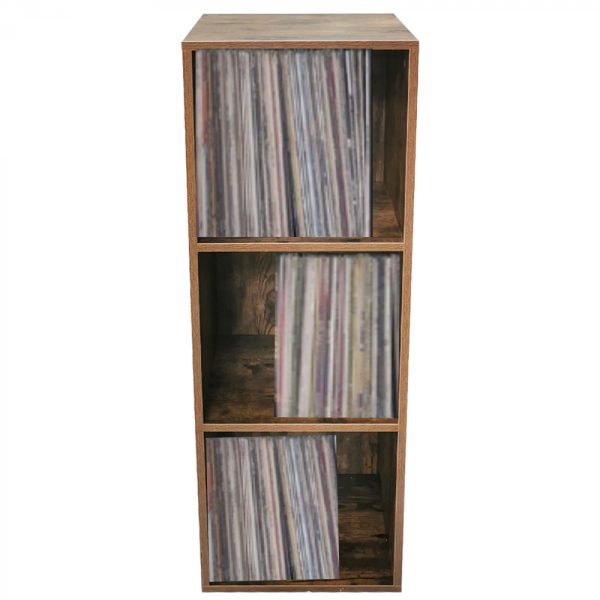 Lp platen vinyl opbergkast - opbergen lp vinyl platen - boekenkast - 3 vakken - noten