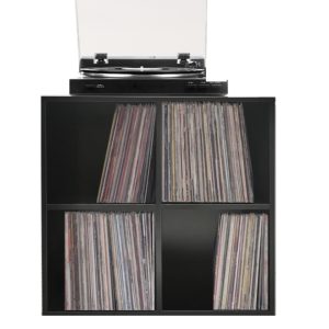 Platen vinyl lp opbergkast - opbergen lp vinyl platen - boekenkast - 4 vakken - zwart