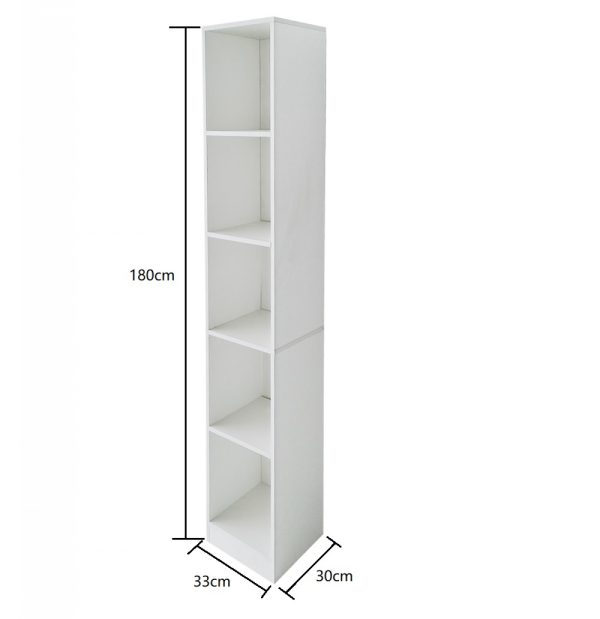 Kolomkast 5 open vakken - opbergkast badkamer slaapkamer of hal - 180 cm hoog - Afbeelding 5