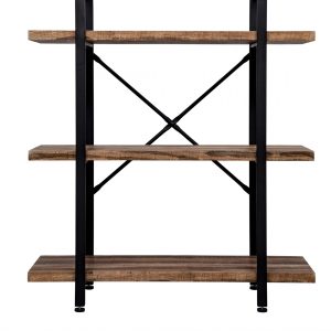 Wandkast Stoer metaal hout industrieel design open boekenkast 101 cm hoog zwart