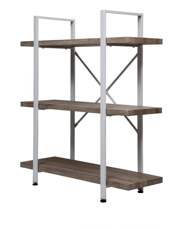 Wandkast Stoer metaal hout industrieel design open boekenkast 101 cm hoog wit