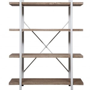 Wandkast Stoer metaal hout industrieel design open boekenkast 140 cm hoog wit