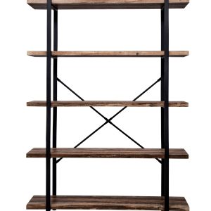 Wandkast boekenkast Stoer industrieel design metaal hout 178 cm hoog zwart