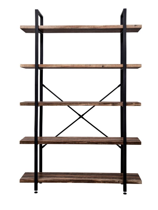 Wandkast boekenkast Stoer industrieel design metaal hout 178 cm hoog zwart