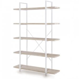 Wandkast boekenkast Stoer industrieel design metaal hout 178 cm hoog wit