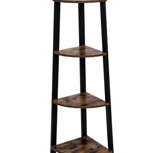 Hoekkast Stoer metaal hout industrieel design boekenkast 125 cm hoog zwart