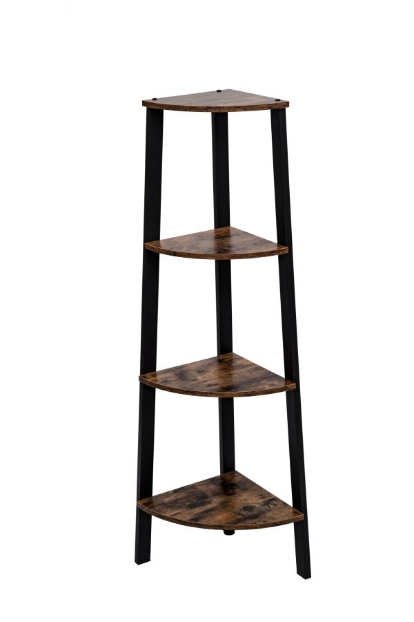 Hoekkast Stoer metaal hout industrieel design boekenkast 125 cm hoog zwart