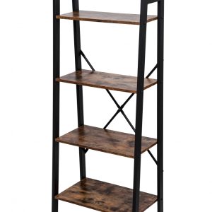 Wandkast Stoer metaal hout industrieel design open boekenkast 137 cm hoog zwart