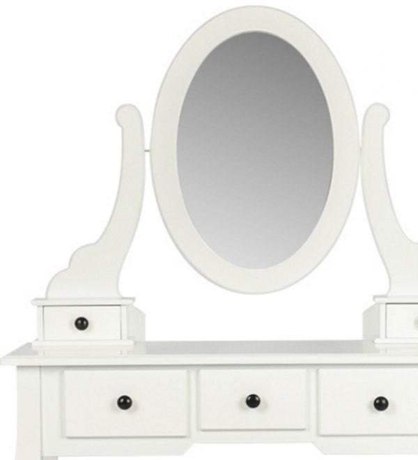 Kaptafel - make up visagie opmaaktafel - toilettafel - spiegel en krukje - wit - Afbeelding 5