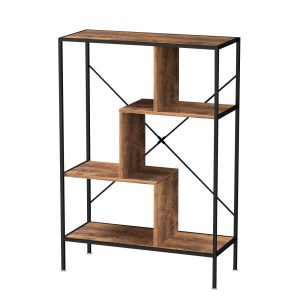 Boekenkast wandkast Stoer - open vakkenkast - industrieel - metaal hout - 115 cm hoog