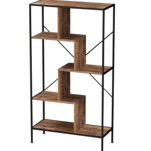 Wandkast boekenkast Stoer - open vakkenkast - industrieel - metaal hout - 147 cm hoog