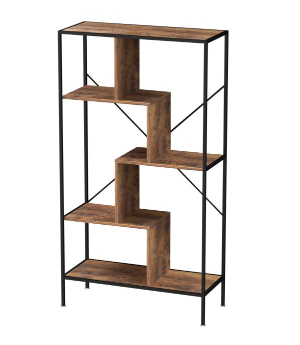 Wandkast boekenkast Stoer - open vakkenkast - industrieel - metaal hout - 147 cm hoog