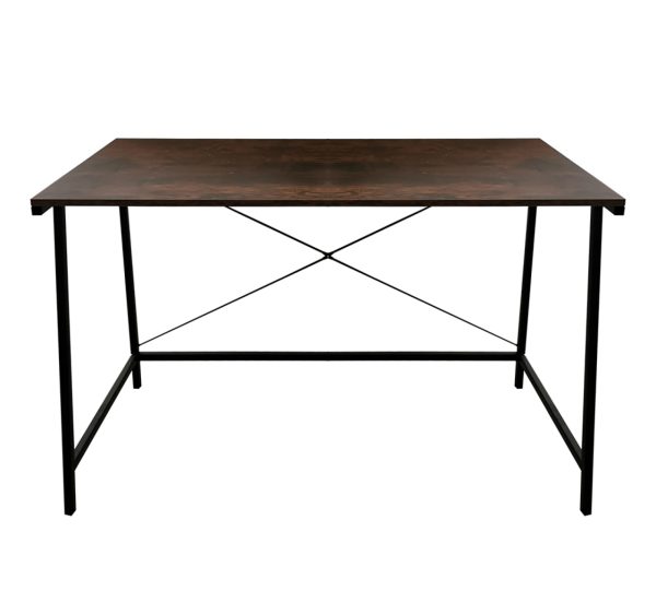 Bureau laptop computer tafel Stoer - industrieel vintage - zwart metaal bruin hout
