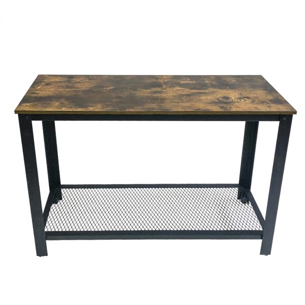 Sidetable consoletafel Stoer industrieel vintage - zwart metaal bruin hout