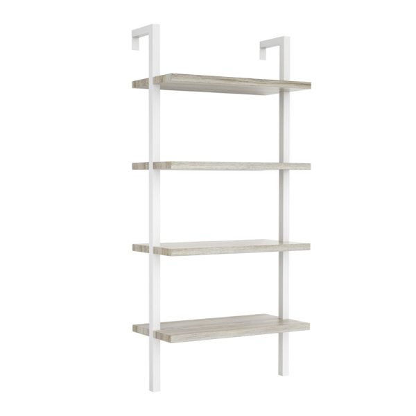 Wandrek ladder boekenkast Stoer - industrieel metaal hout - 152 cm hoog - wit