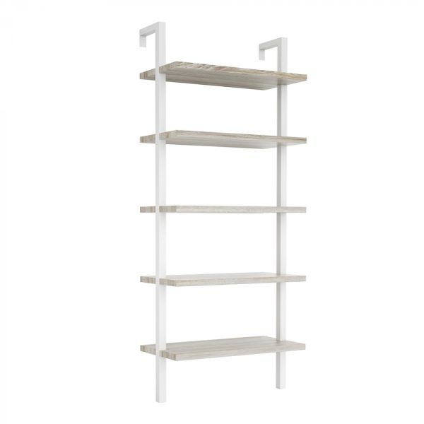 Wandrek ladder boekenkast Stoer - industrieel metaal hout - 184 cm hoog - wit