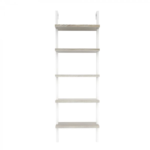 Wandrek ladder boekenkast Stoer - industrieel metaal hout - 184 cm hoog - wit - Afbeelding 3