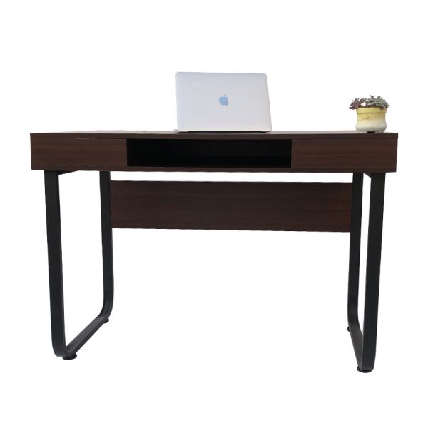 Bureau computer tafel Stoer - sidetable - industrieel vintage - zwart metaal bruin hout