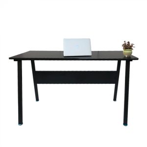 Computertafel bureau Stoer - industrieel modern - 130 cm breed - zwart frame en tafelblad