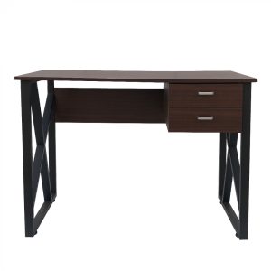 Bureau computer tafel Stoer - laptop buro - zwart metaal bruin hout