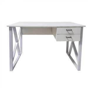 Bureau computer tafel Stoer - laptop buro - industrieel modern - metaal  hout - wit