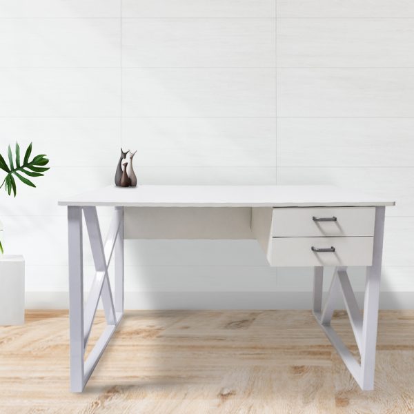 Bureau computer tafel Stoer - laptop buro - industrieel modern - metaal  hout - wit - Afbeelding 2