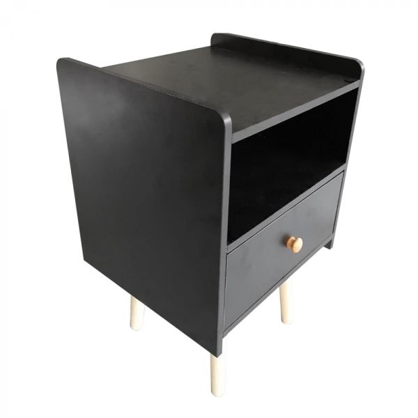Nachtkastje Pukkie - bijzettafel - tafeltje hal woonkamer - 58 cm hoog - zwart - Afbeelding 3