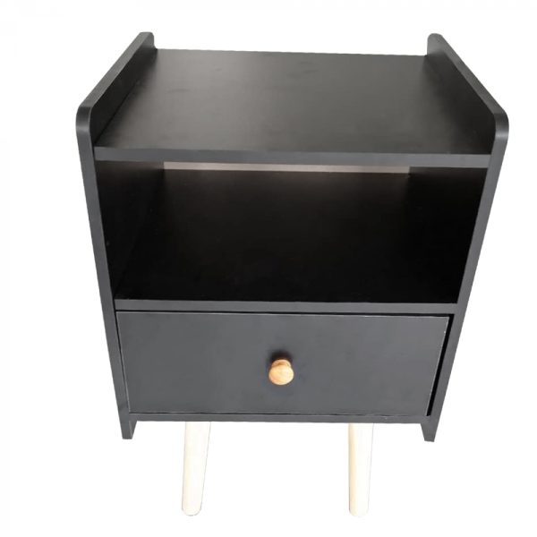 Nachtkastje Pukkie - bijzettafel - tafeltje hal woonkamer - 58 cm hoog - zwart - Afbeelding 4