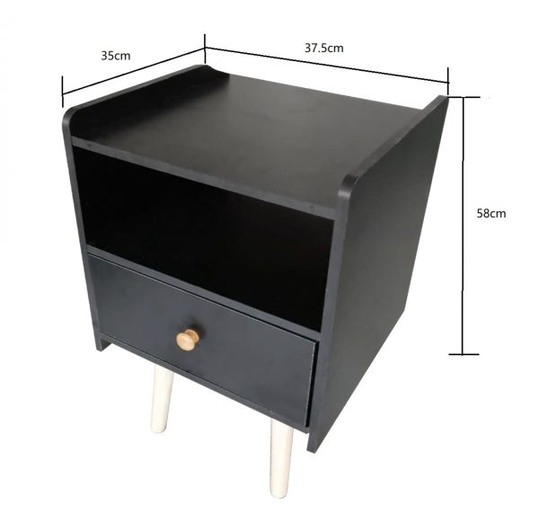Nachtkastje Pukkie - bijzettafel - tafeltje hal woonkamer - 58 cm hoog - zwart - Afbeelding 5