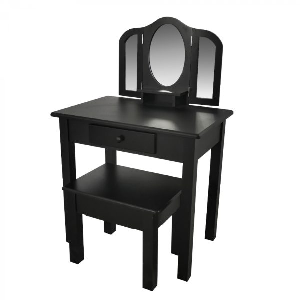 VDD Kaptafel - Kaptafel met Krukje - Make up Tafel - Opmaaktafel - Toilettafel - Zwart - Afbeelding 3