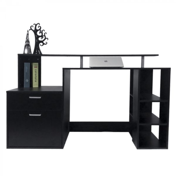 Bureau balie computertafel computerbureau 140 cm breed met ladekastje en veel opbergruimte