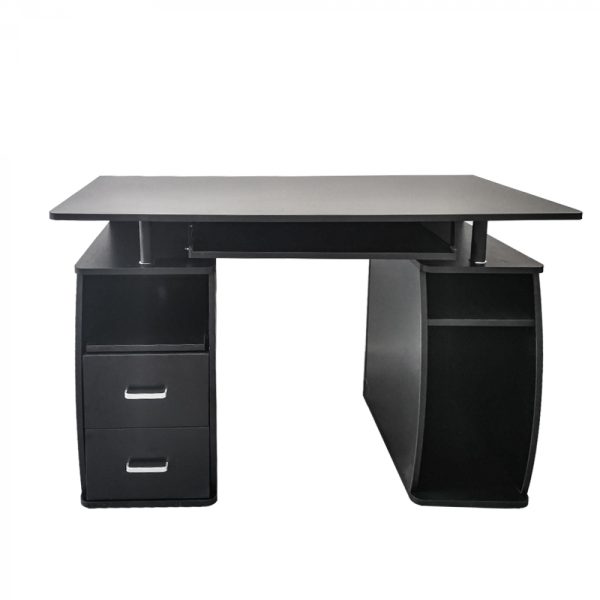 Bureau computertafel - praktisch veel opbergruimte in lades en vakken - 120 cm breed - zwart