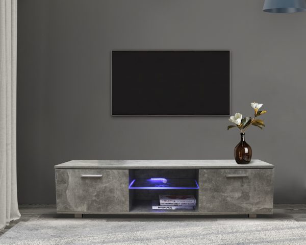 TV meubel dressoir Tenus - TV kast - met led verlichting - 160 cm breed - grijs beton - Afbeelding 2