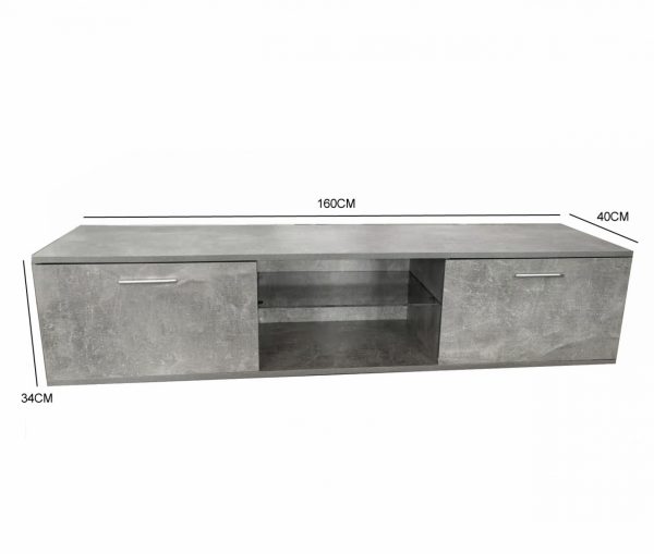 TV meubel dressoir Tenus - TV kast - met led verlichting - 160 cm breed - grijs beton - Afbeelding 5