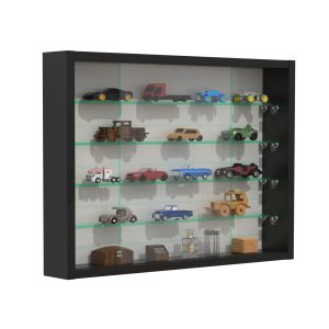 Vitrinekast staande hangende wandvitrine - glasplanken 4.5 cm diep - schuifdeuren