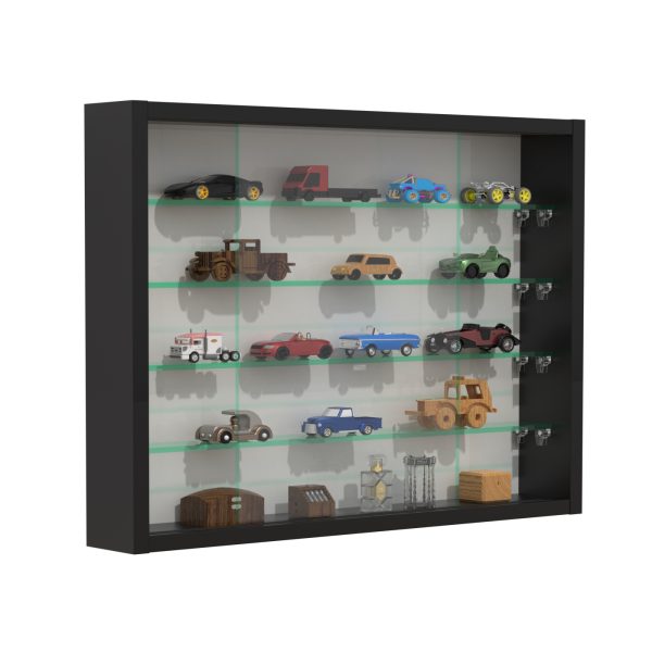 Vitrinekast staande hangende wandvitrine - glasplanken 4.5 cm diep - schuifdeuren