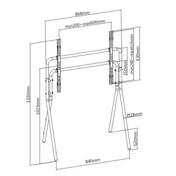 Tv statief schildersezel design - tv standaard studio - tot 70 inch beeldscherm - Afbeelding 5