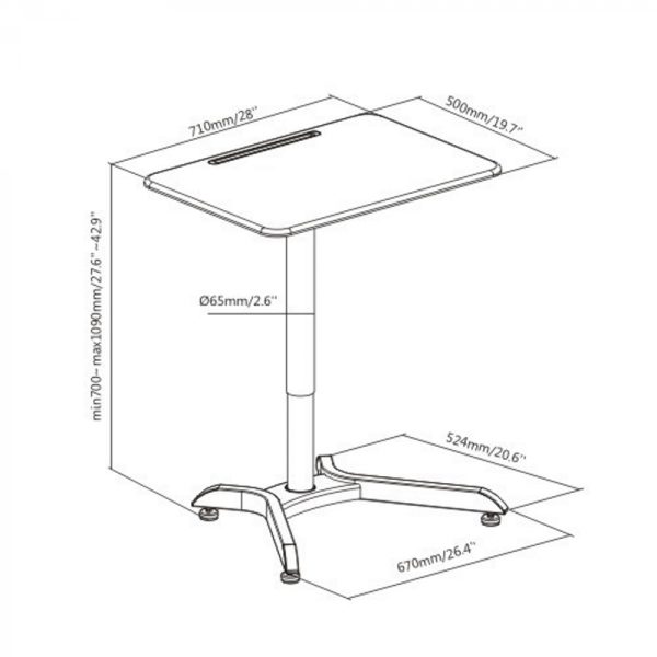 Bureau zit sta verstelbaar - laptoptafel - werkblad 71 cm x 50 cm - Afbeelding 5