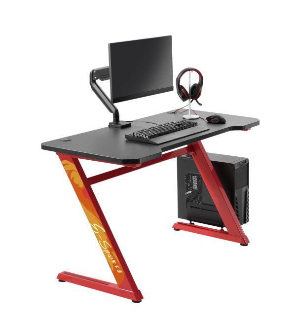 Computer game bureau gaming desk Thomas rood zwart ideaal voor uw game set up 120 cm x 60 cm