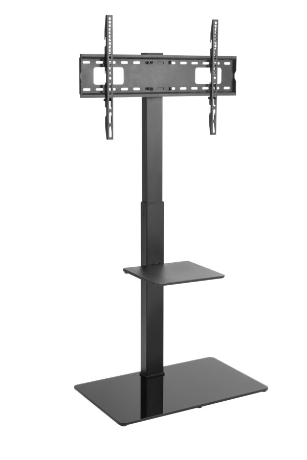 TV standaard - tv statief - tv voet - draaibaar - hoogte verstelbaar 134 cm tot 146 cm - zwart