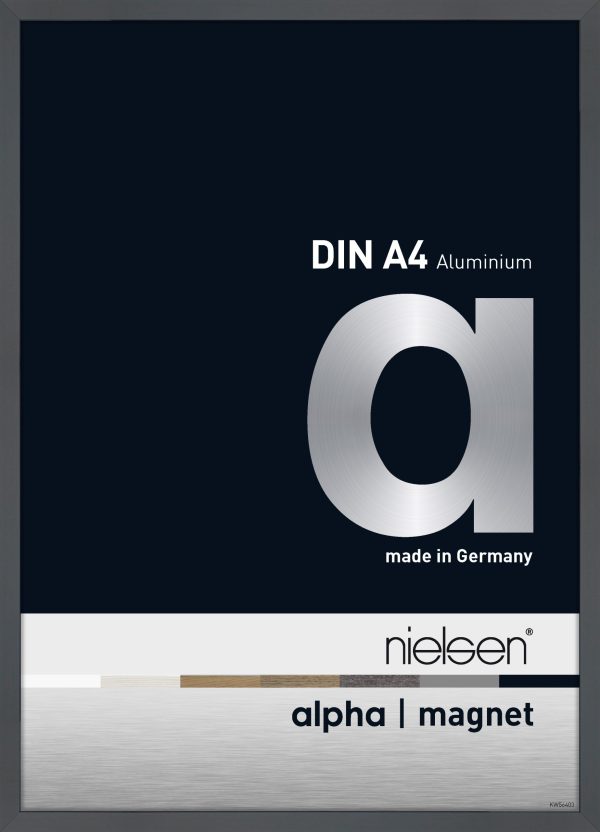 Wissellijst frontloader Nielsen Alpha Magnet aluminium A4 formaat Glossy Donkergrijs