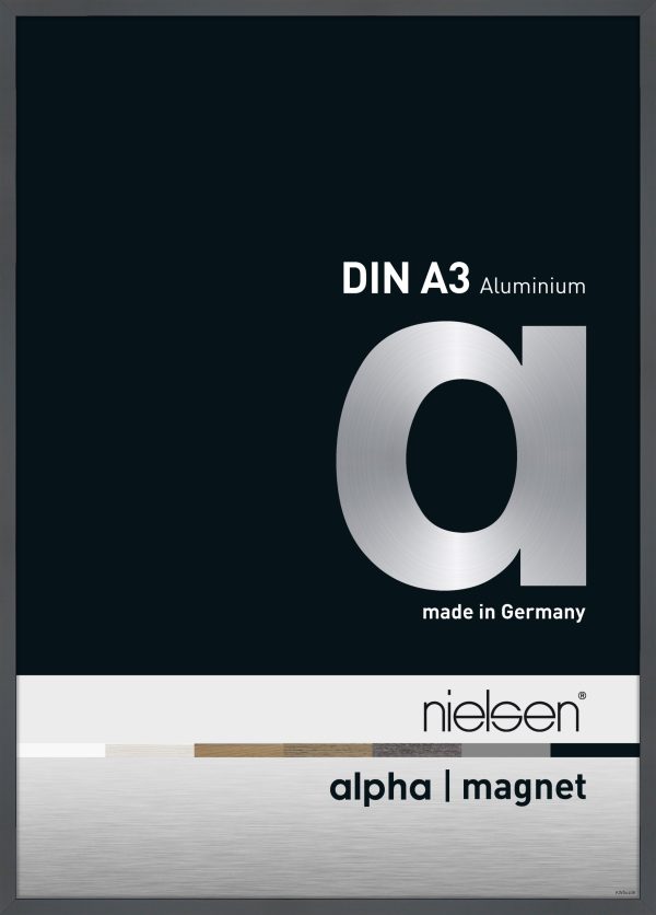 Wissellijst frontloader Nielsen Alpha Magnet aluminium A3 formaat Glossy Donkergrijs