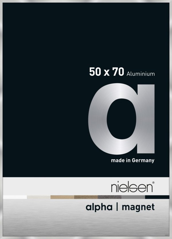 Wissellijst frontloader Nielsen Alpha Magnet aluminium 50 cm x 70 cm formaat Zilver