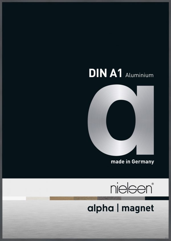 Wissellijst frontloader Nielsen Alpha Magnet aluminium A1 formaat Glossy Donkergrijs