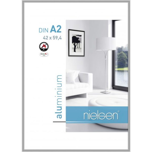 Fotolijst poster frame A2 brandvertragende vlamvertragende wissellijst zilver aluminium B1 certificering DIN 4102 - 1