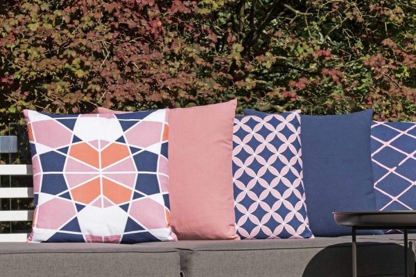 Sierkussen decoratie kussen Diamond 45 x 45 cm blauw roze - Afbeelding 3