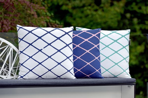 Sierkussen decoratie kussen Diamond 45 x 45 cm blauw roze - Afbeelding 5