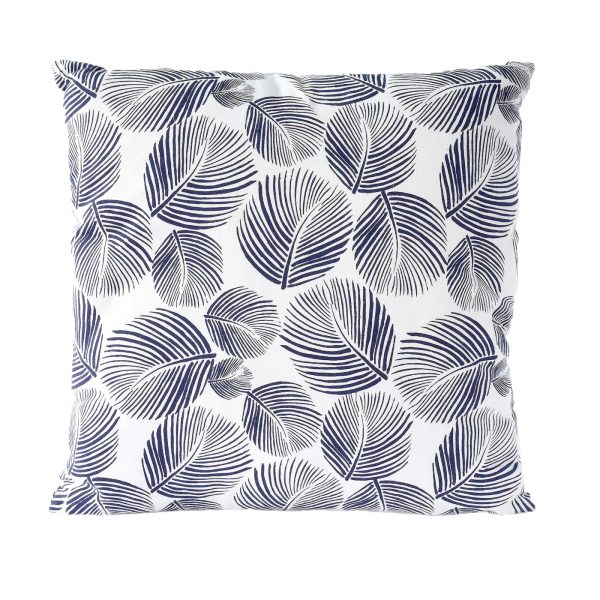 Sierkussen decoratie kussen Leaves 45 x 45 cm blauw wit