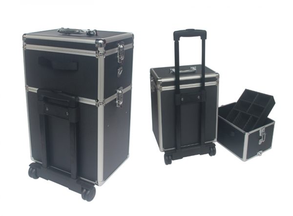 Kapperskoffer trolley - visagie make up koffer trolley - schminkkoffer - beauty case - zwart